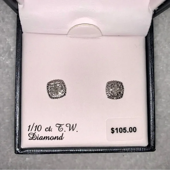 Silver 1/10 CTTW Diamond Earrings - Picture 4 of 5
